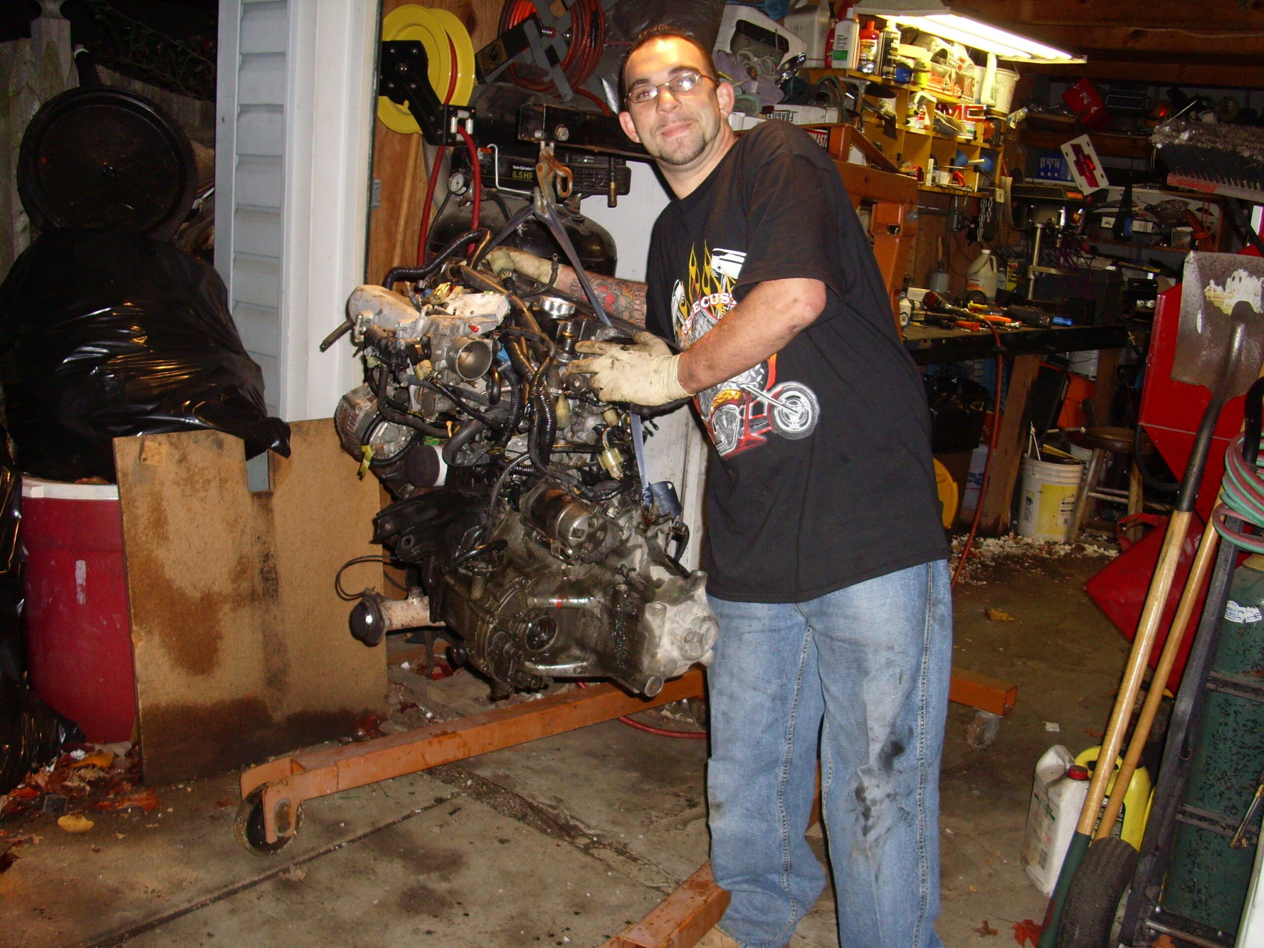 Mike pulling out an engine.